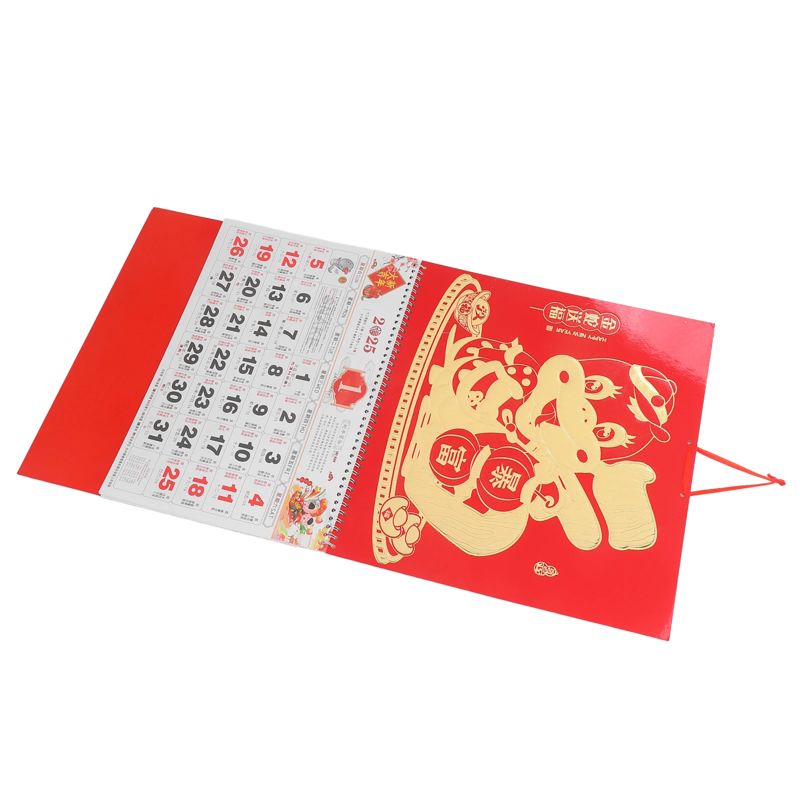 

Zodiac Calendar New Year Chinese Wall Calendars Decorate Decorative Hanging White Paper Gold Card Lunar Planner