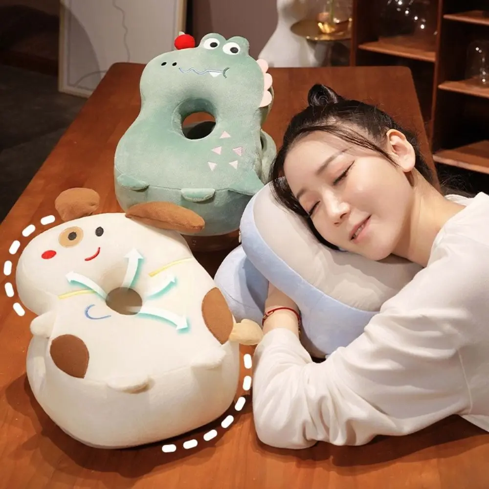

Double-sided Hand Warmer Pillow Plush&Ice Silk Keep Warm Dinosaur Office Nap Pillow Cartoon Crocodile Puppy Pillow Stuffed Toy