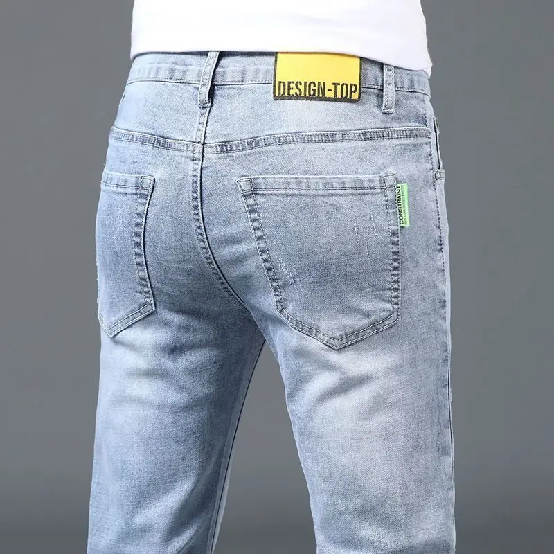 Luxe zomerontwerper Koreaanse klassieke streetwear cowboybroek voor heren Modieuze en comfortabele vriend skinny jeans heren