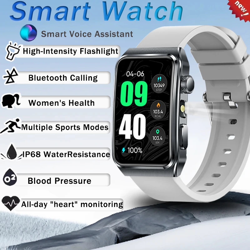 

2025 Новые умные часы для управления здоровьем Micro Check Blood Fat Custom DIY Dials Светодиодный фонарик 100+ Спортивные IP68 BT Call Smartwatch