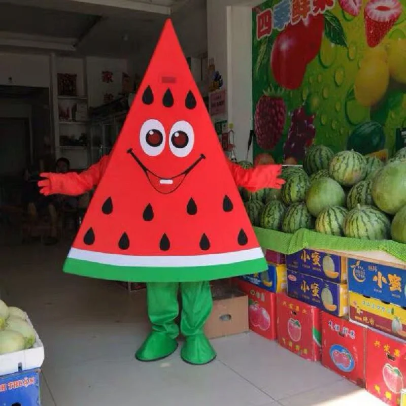 Wassermelone Cartoon Figur Kostüm Sommer Obst und Gemüse Walking Show Anzug Erwachsene Tragen Puppe Requisiten Anime Performance Outfits