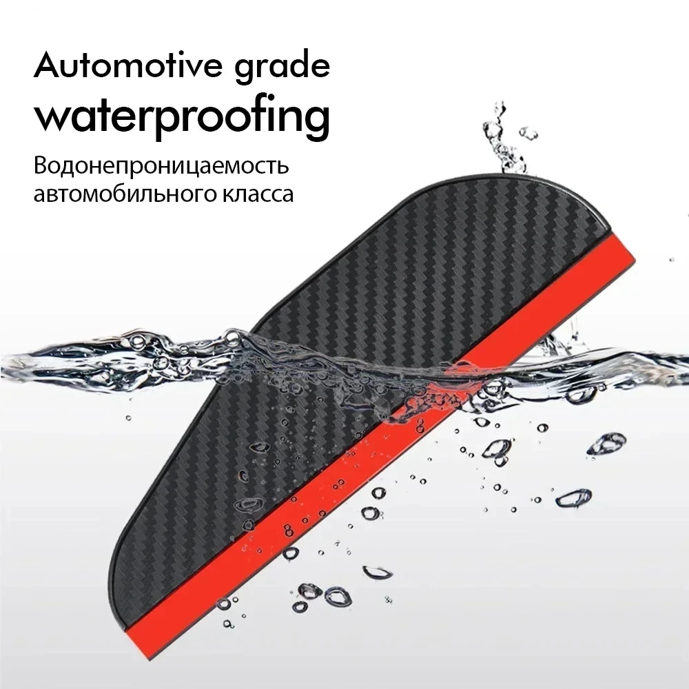 2 قطعة مرآة الرؤية الخلفية للسيارة المطر الحاجب ألياف الكربون المطر درع الشمس الظل واضح الرؤية حامي لملحقات مرآة السيارات #4