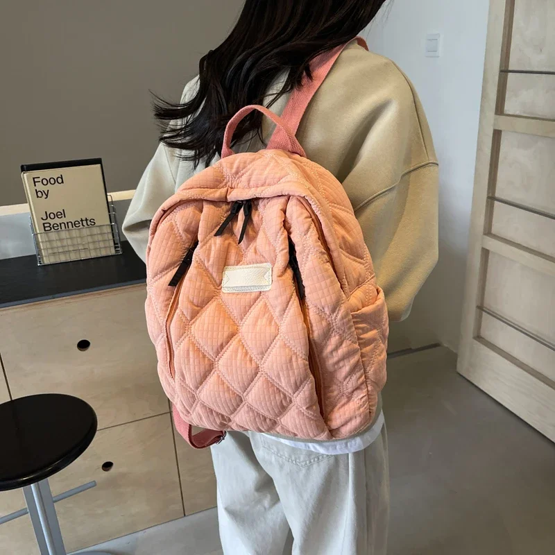 Meninas moda tendência leve algodão sacos de viagem para ultraleve inverno espaço quente para baixo mochila feminina escola mochila sacos