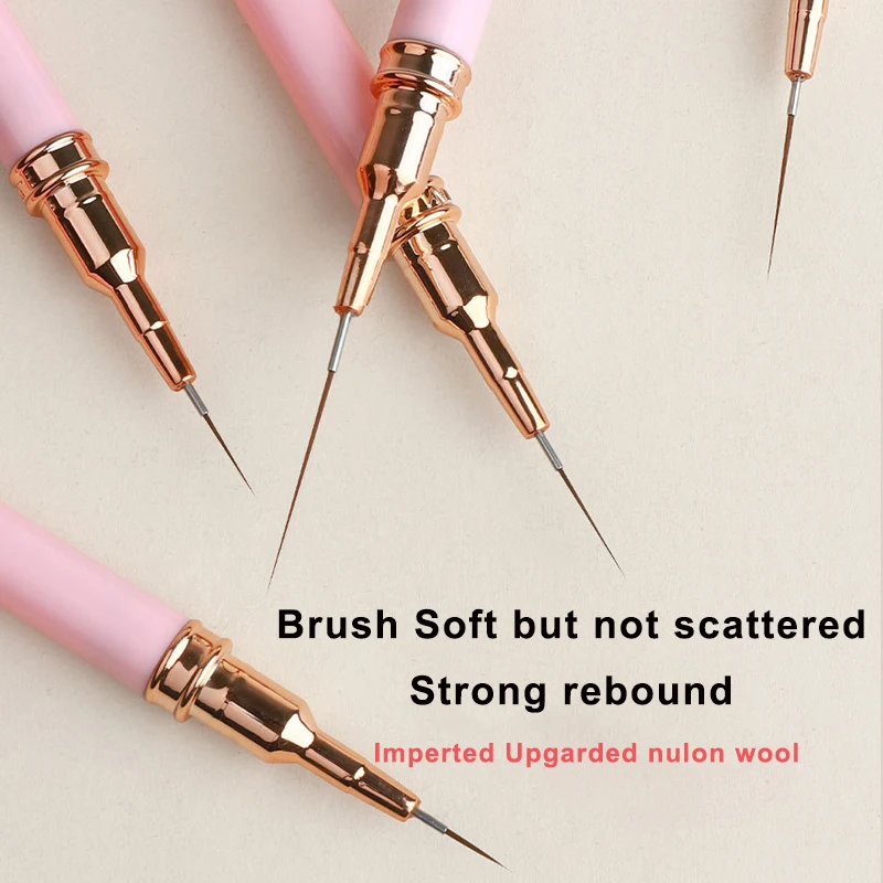 5 قطعة مسمار الفن بطانة/الرسم فرش الوردي/أسود/أبيض رقيقة جدا خط الرسم أداة 4/8/12/20/25 مللي متر المهنية مسمار القلم أدوات #5