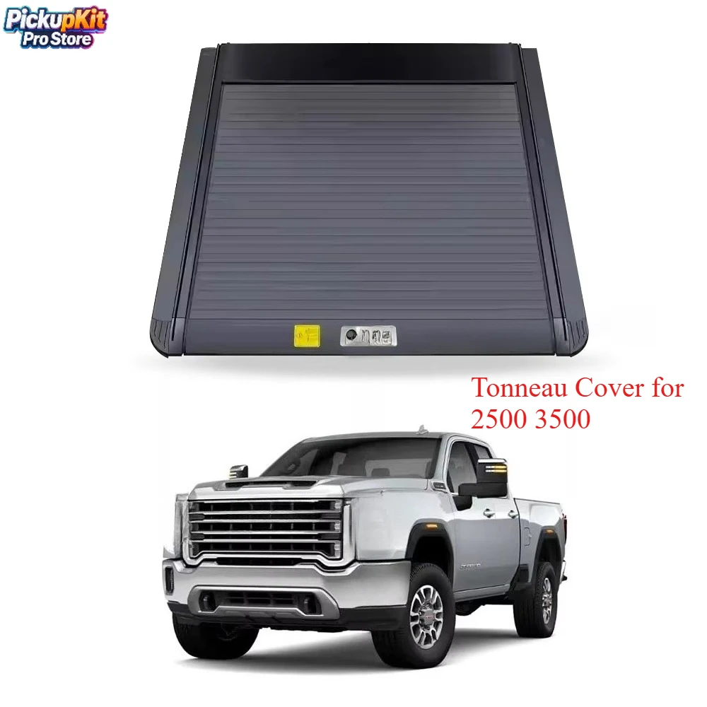 

New Aluminum Alloy Waterproof 8ft Manual Truck Pickup Tonneau Bed Cover for 2500 3500 2015+ Retractable Truck Kit No-Drill