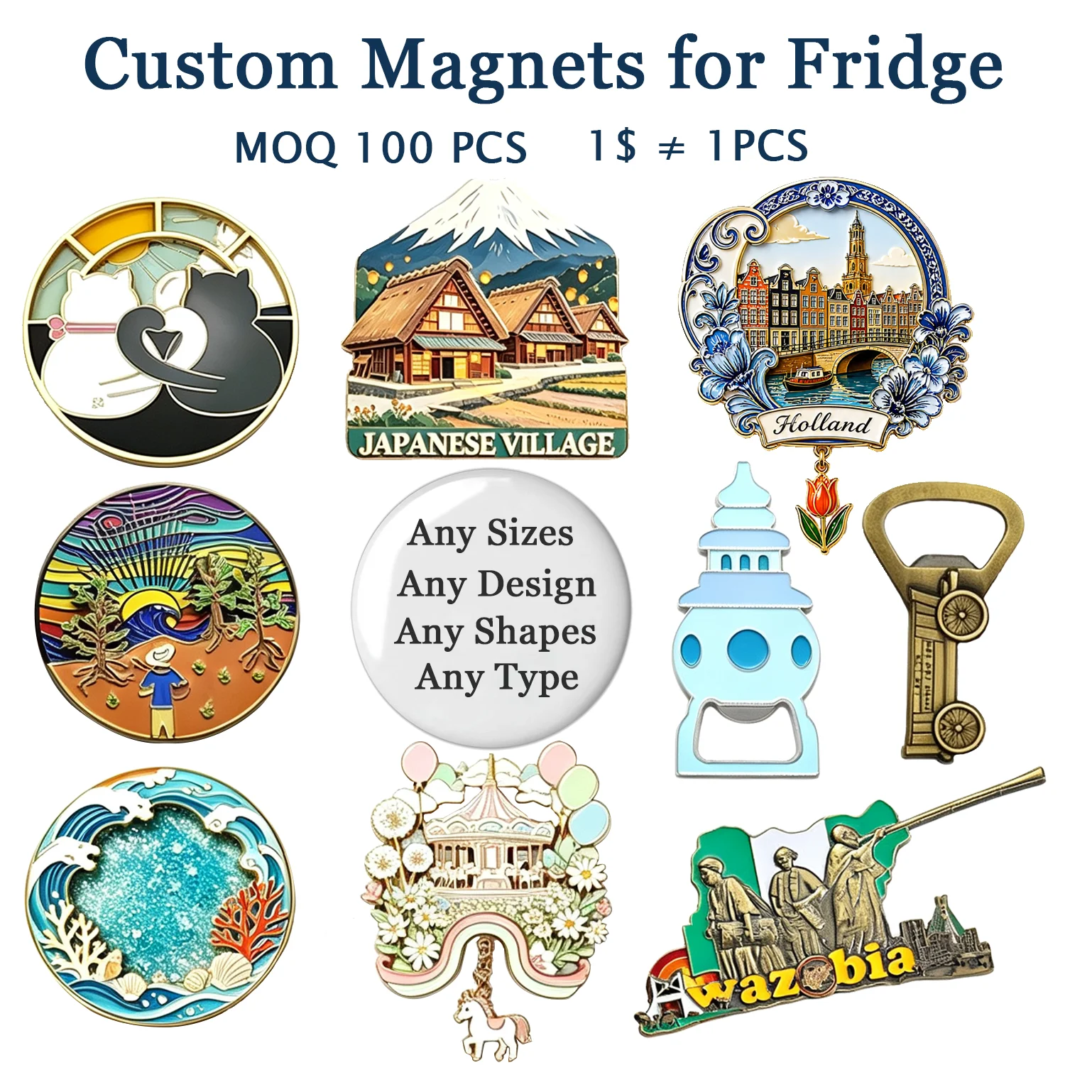 Custom Magnets For Fridge Enamel Refrigerator Magnets Wholesale Personalized Metal Magnets For Company Team Tourist Souvenirs