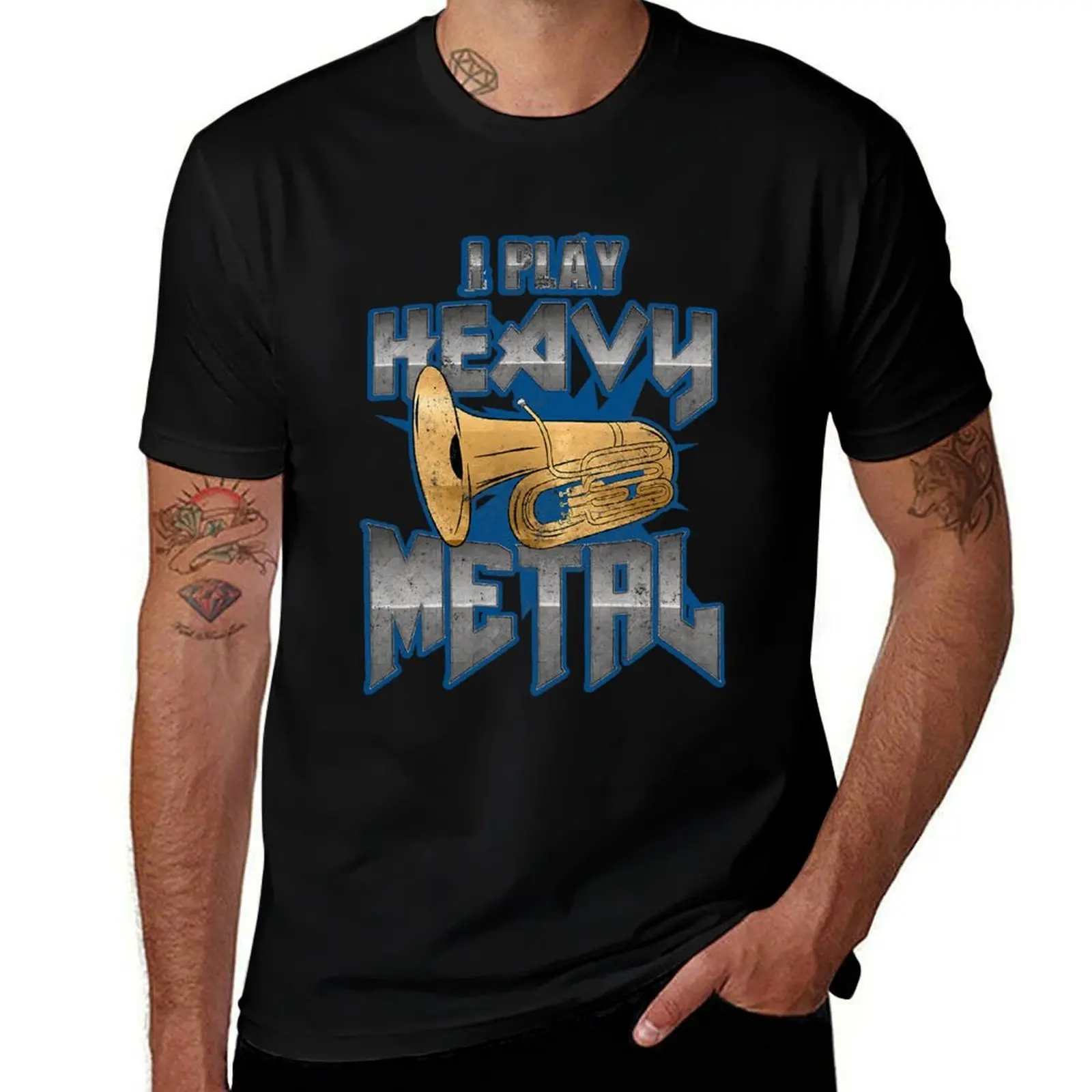 I Play Heavy Metal Tuba Marching Band T-Shirt Basic Short Sleeve for Men T-Shirt