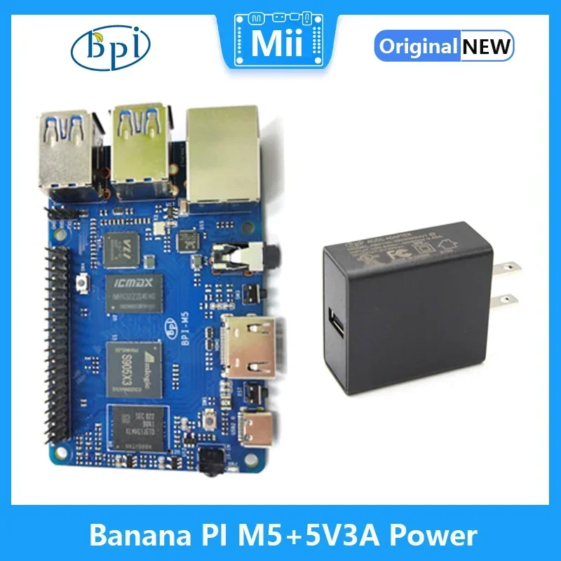 

Banana Pi M5 Development Board Amlogic S905X3 Quad Core Cortex-A55 Single Board computer with Heatsink/5V3A Power/Mental Case ki