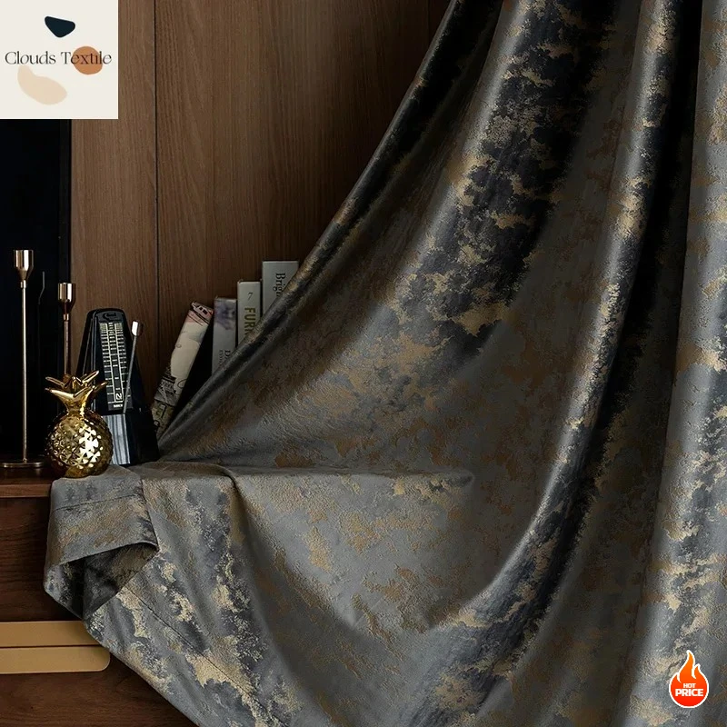 

Curtains for Living Room Luxury blackout Bedroom Northern European Bronze Texture Velvet Thick Window Cloth Solid Color black