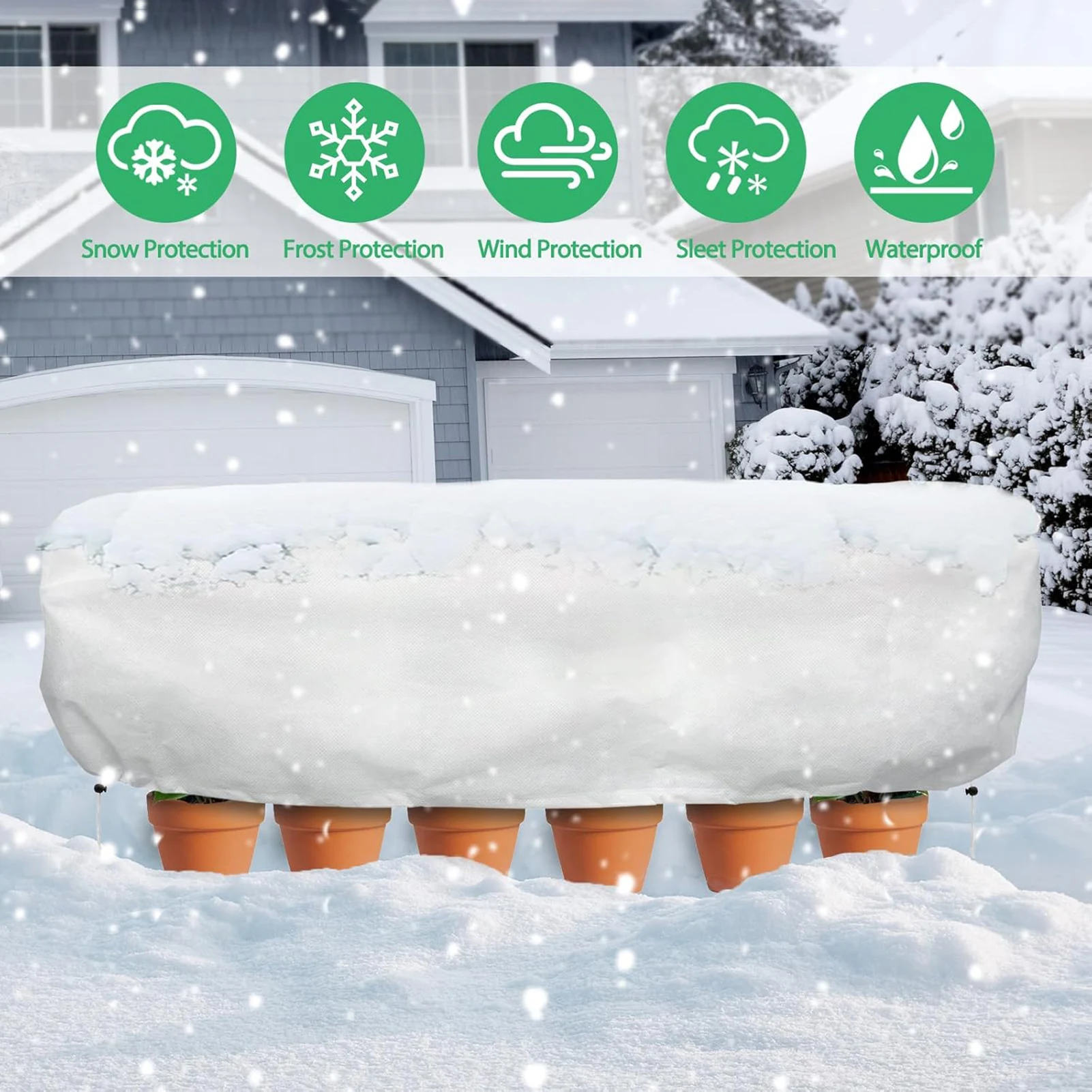 

Rectangle Garden Bed Cover Plant Frost Protection Cover Winterproof Insulation Blanket Balcony Flower Pot Plants Covers