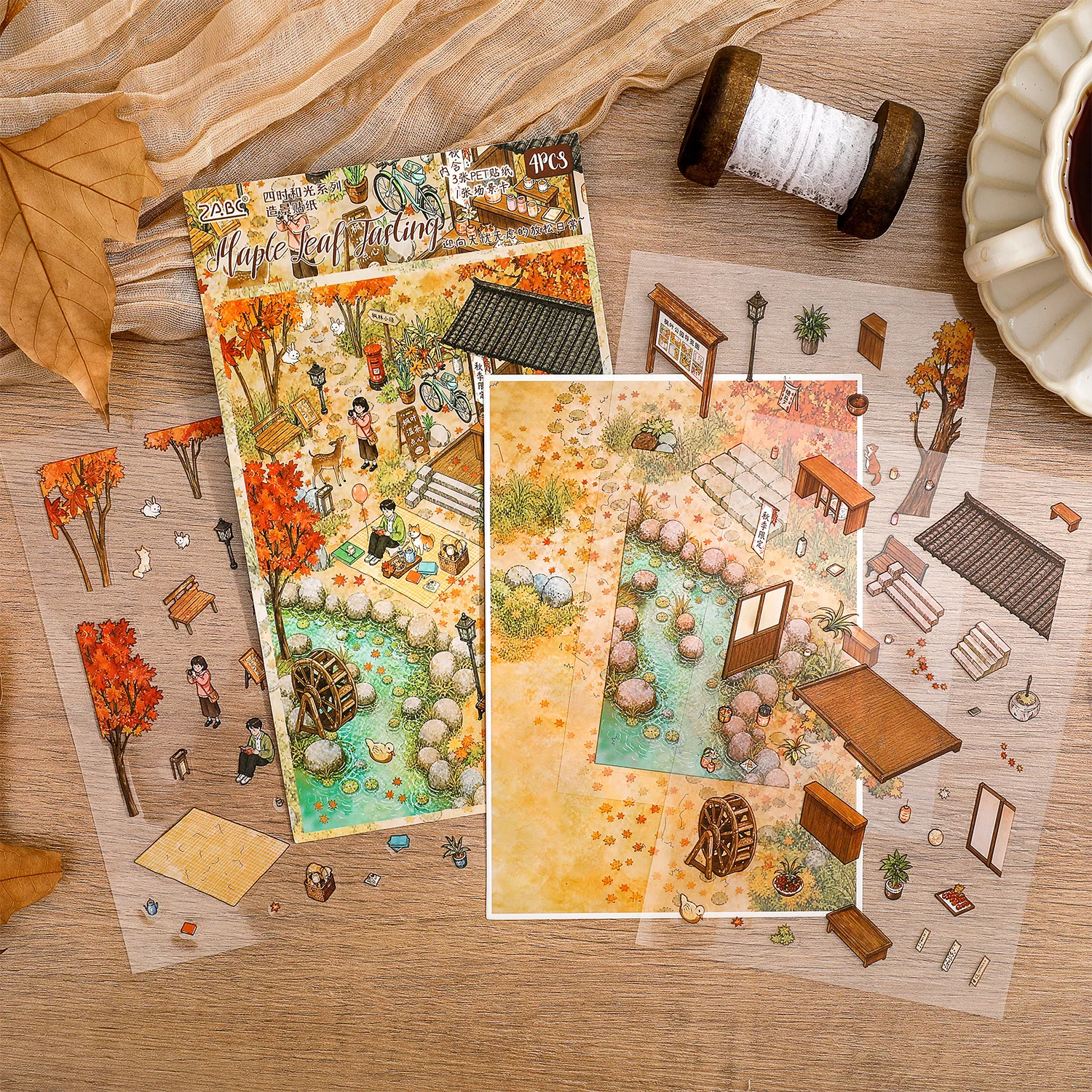 Four Seasons Scene Stickers, Scrapbook & Journal Scene Decals, Immersive Handmade Collage Decor Stickers for Craft Projects