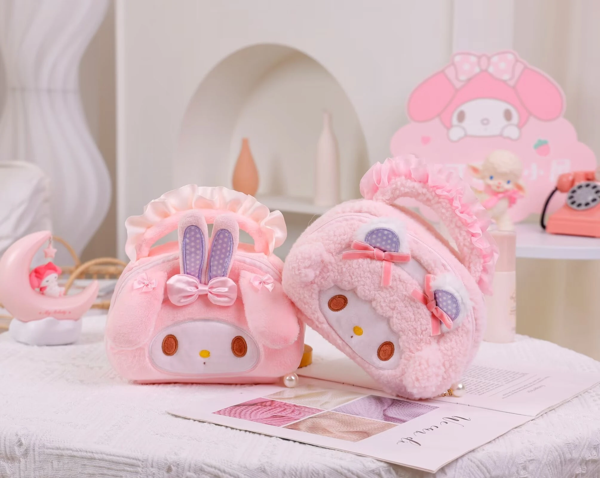 Sanrio meine Melodie Kosmetik Fall niedlichen Cartoon Anime Little twin stars Plüsch Handtasche Kawaii rosa Tasche Geschenke für Mädchen ﻿