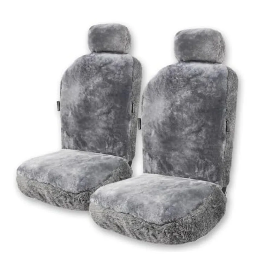 

Пушистые чехлы на сиденья из овчины, серые, из австралийской мериносовой шерсти, универсальные, всесезонная защита, подходят для большинства автомобилей