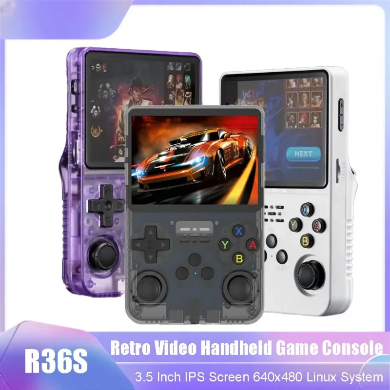 

Портативная игровая консоль R36S в ретро-стиле с 3,5-дюймовым IPS-экраном, системой Linux, мини-видеоплеером и эмулятором классических игр, 128 ГБ
