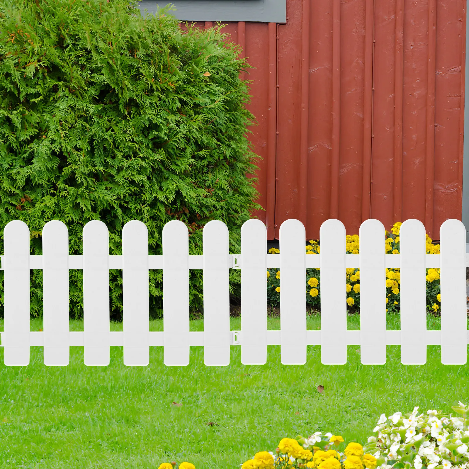 

1Set White Plastic Villa Fence High-Grade Weatherproof Garden Fence for Courtyard Landscape Hotel Restaurant Decor Outdoor