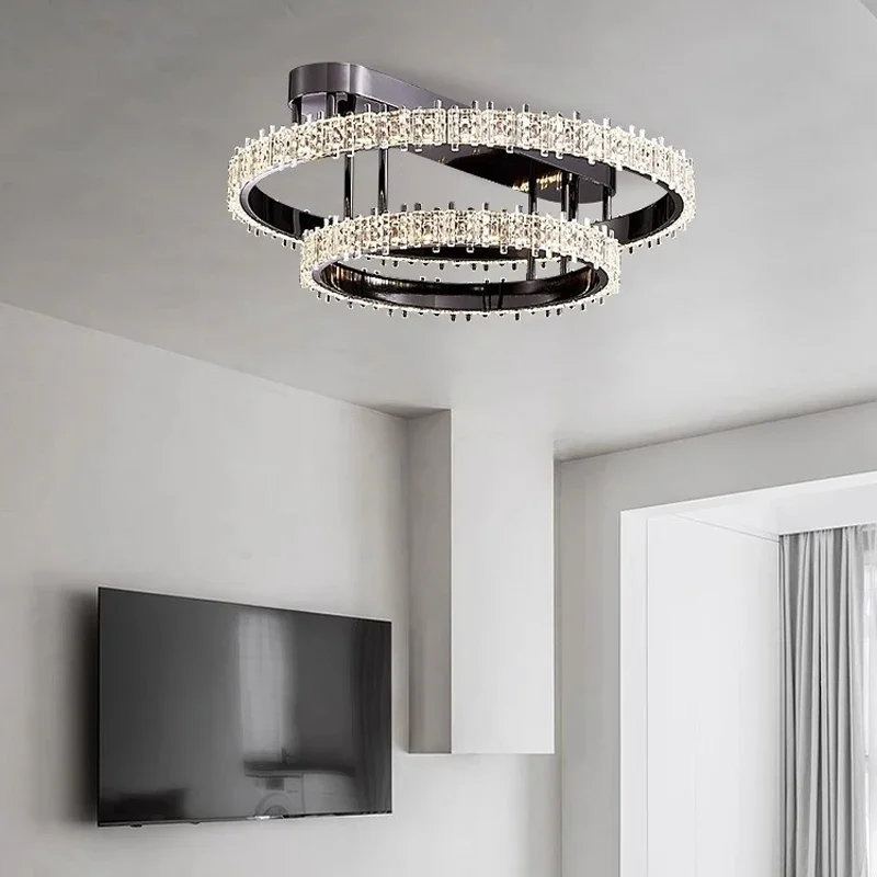 Modern Style Led Ceiling Chandelier for Living Room Bedroom Dining Room Kitchen Black Ring Creative Design Lamp Ceiling Light