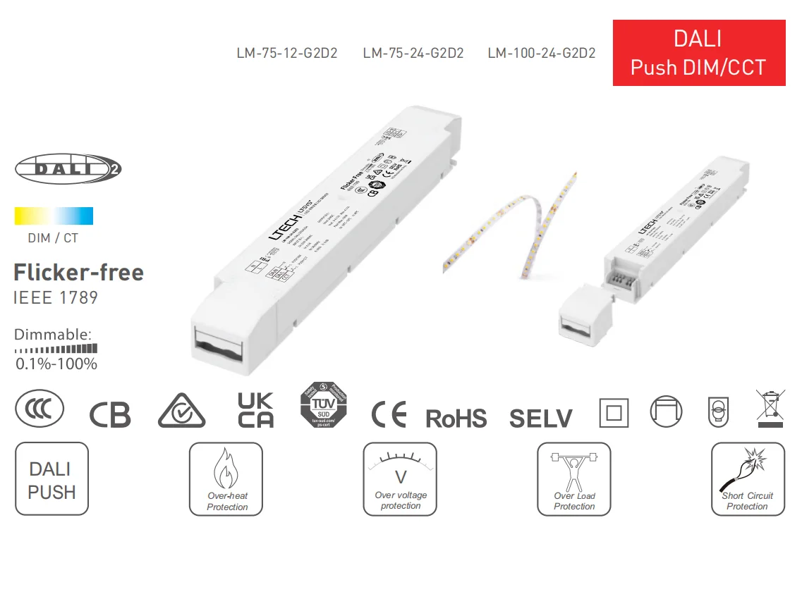 LTECH LM-75-24-G2D2 24VDC 3.125A 75W Constant power design, Intelligent Tunable White LED Driver Brand New Original Authentic