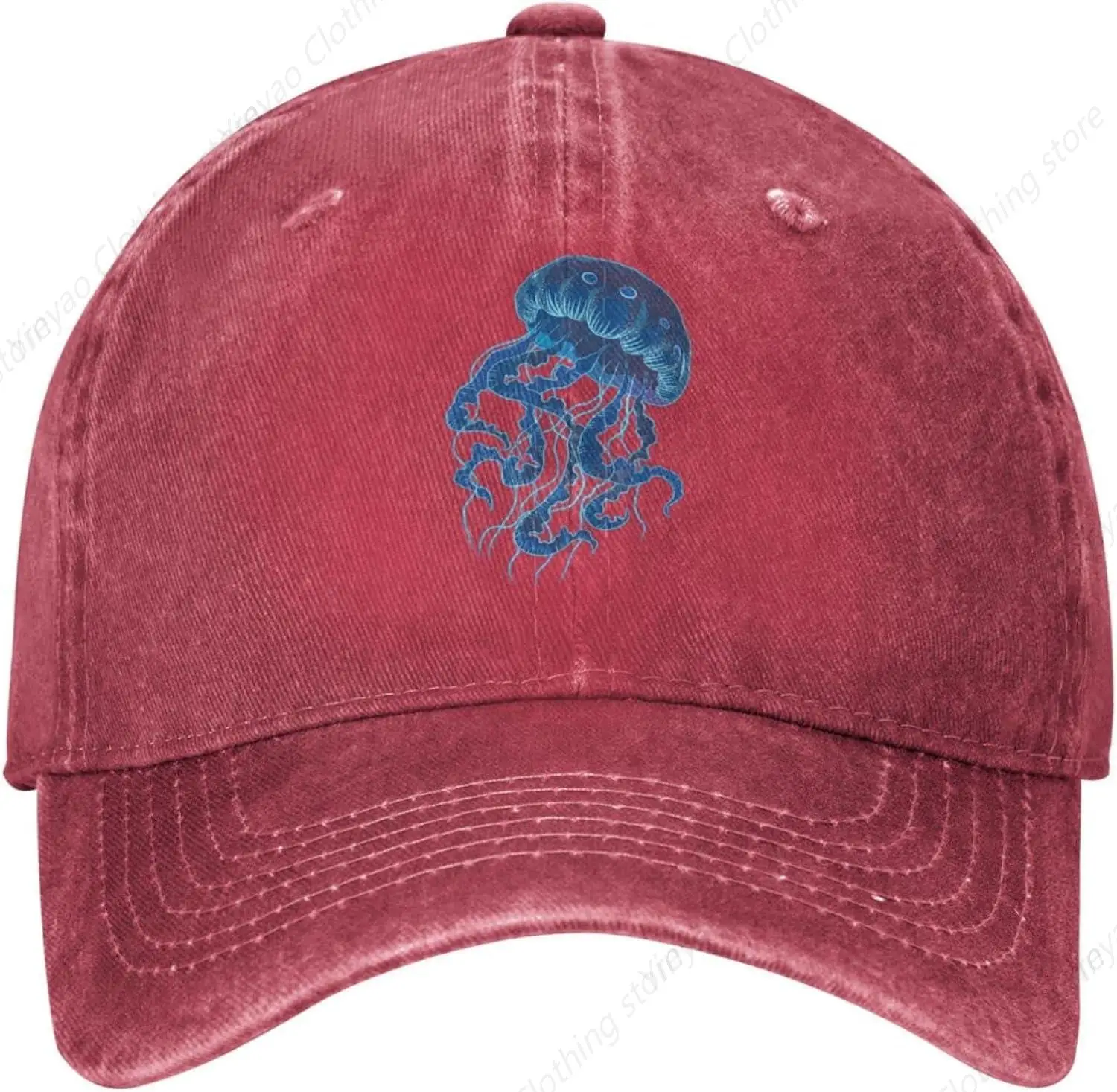 

Marine Creatures Jellyfish Print Retro Cowboy Hat Women's Men's Gift Baseball Cap Black