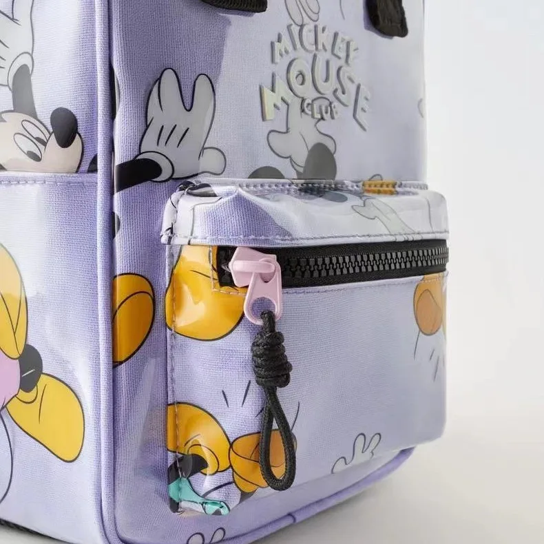 New Mickey Full Print Purple Backpacks Child Casual Fashion Cute Light Two-shoudler Bags Girls Cartoon Mini School Bags