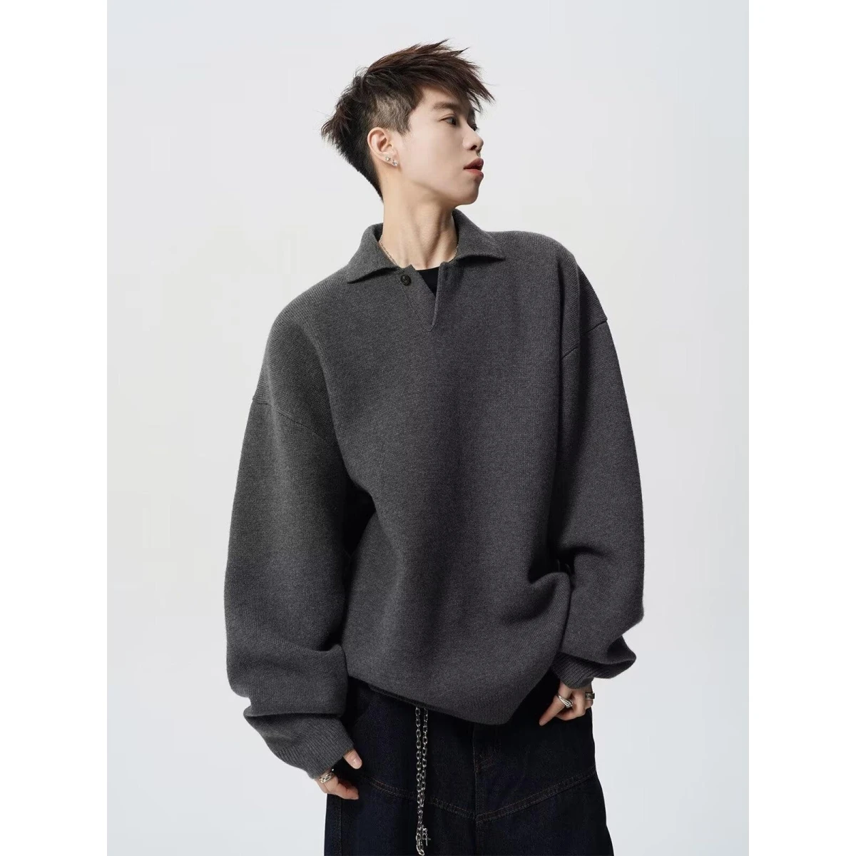 

Повседневный вязаный свитер в американском стиле ретро с v-образным вырезом, мужской цветной открытый кардиган, зимняя верхняя одежда, свободный крой, длинный све