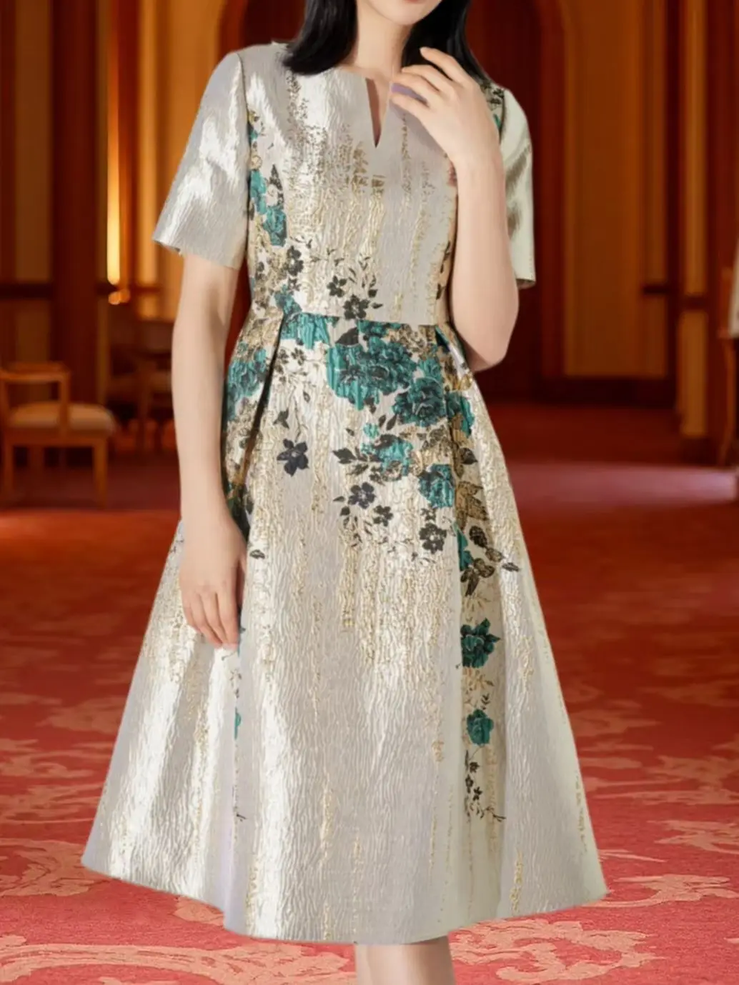 Elegant Summer Women Dress Jacquard Luxury 2025 New Arrival Boho Floral Dress Party Evening Maxi Clothing Ball Gown Robe Vestido