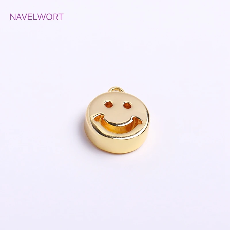 9mm 14K Gold Plated Flat Pendants,Brass Metal Round Hollow Charms DIY Jewellery Making Supplies