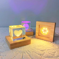 Wood Light Base USB Power Supply Wooden LED Light Display Stand Lamp Holder Lamp Base Art Ornament for Bedrooms Children's Rooms