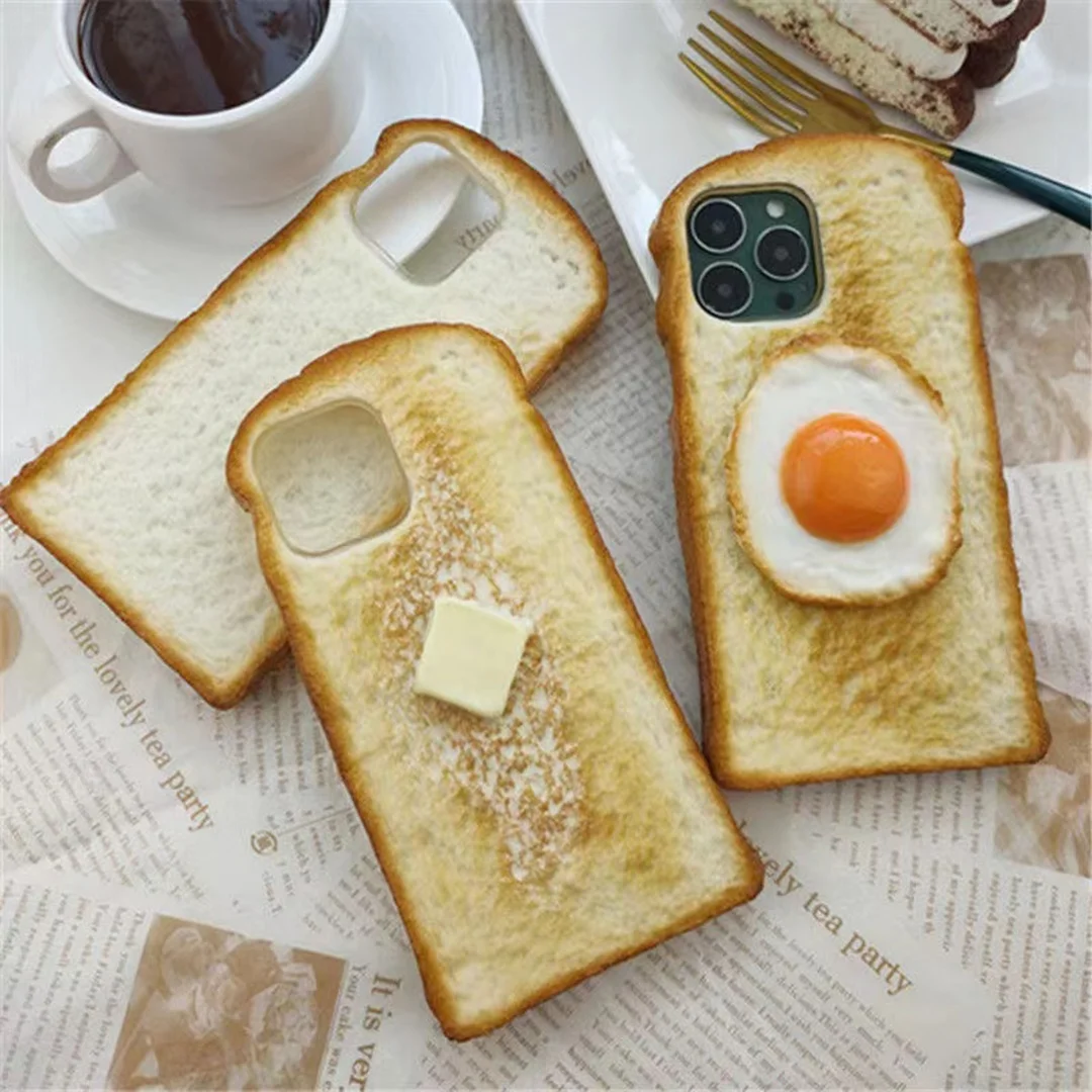 Delicious 3D toast bread phone case Apple suitable for iPhone X  11 12 13 14 15 16pro max phone case simulation bread phone case