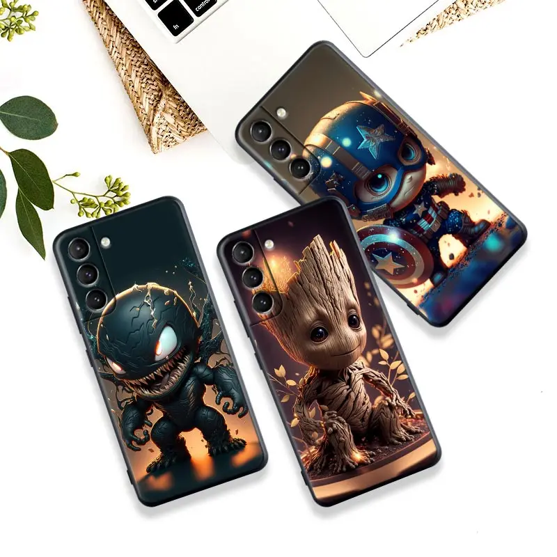 Baby Cute Marvel Venom Groot Silicone Case For Samsung Galaxy S24 S23 Ultra 5G S21 S20 FE Cover For Galaxy S22 s23 S10 Plus Case