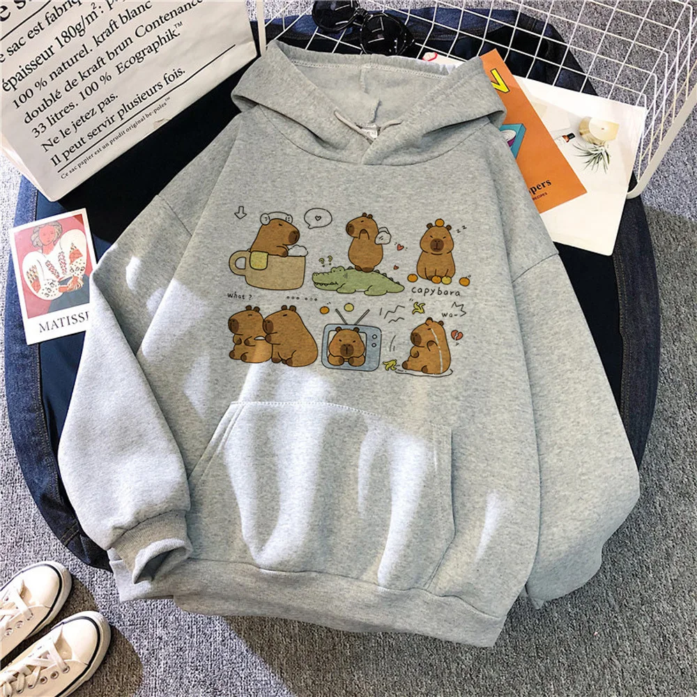 Capibara felpa con cappuccio fantasia athleisure giapponese abbigliamento casual maglione anime donna pullover hoddie Y2K harajuku divertente streetwear