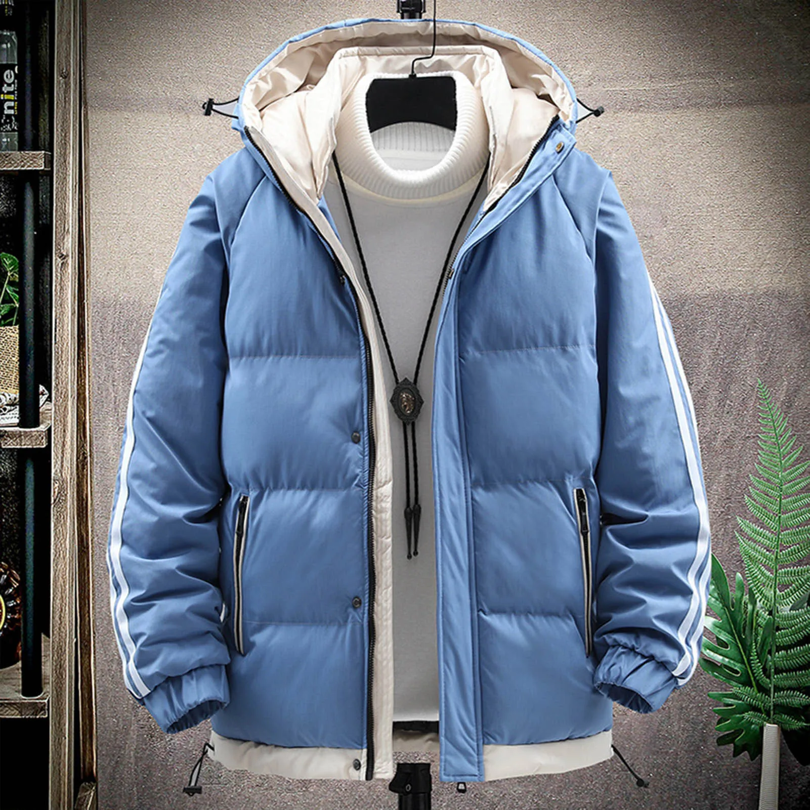 Men\'s Winter Cotton Padded Jacket Winter Thickened Hooded Fashion Jacket Coat for Winter Vacations Outfit