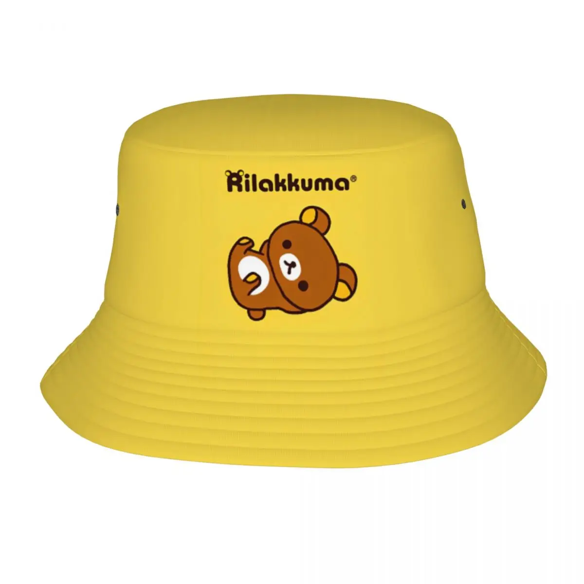 

Kawaii Rilakkuma Панамы Унисекс Упакованные желтые шапки для рыбалки Рыбацкие шапки Жаркое лето Пляжный отдых Головной убор Boonie Hat