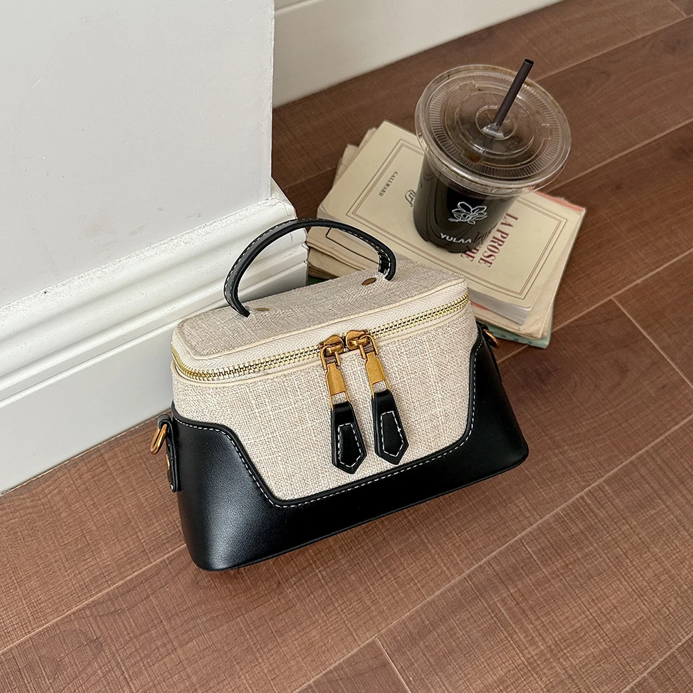 Autumn Winter Vintage Patchwork Crossbody Bag for Women High Grade Box Casual Handbags Versatile Commute Shoulder Bags