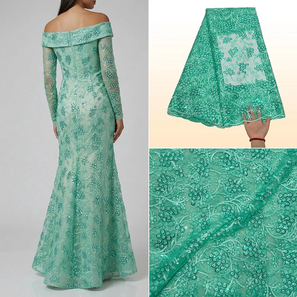 

Французское кружево LACE, 5 ярдов, тюлевая ткань с вышивкой и пайетками, новейшее африканское кружево 2025 года для нигерийских вечеринок