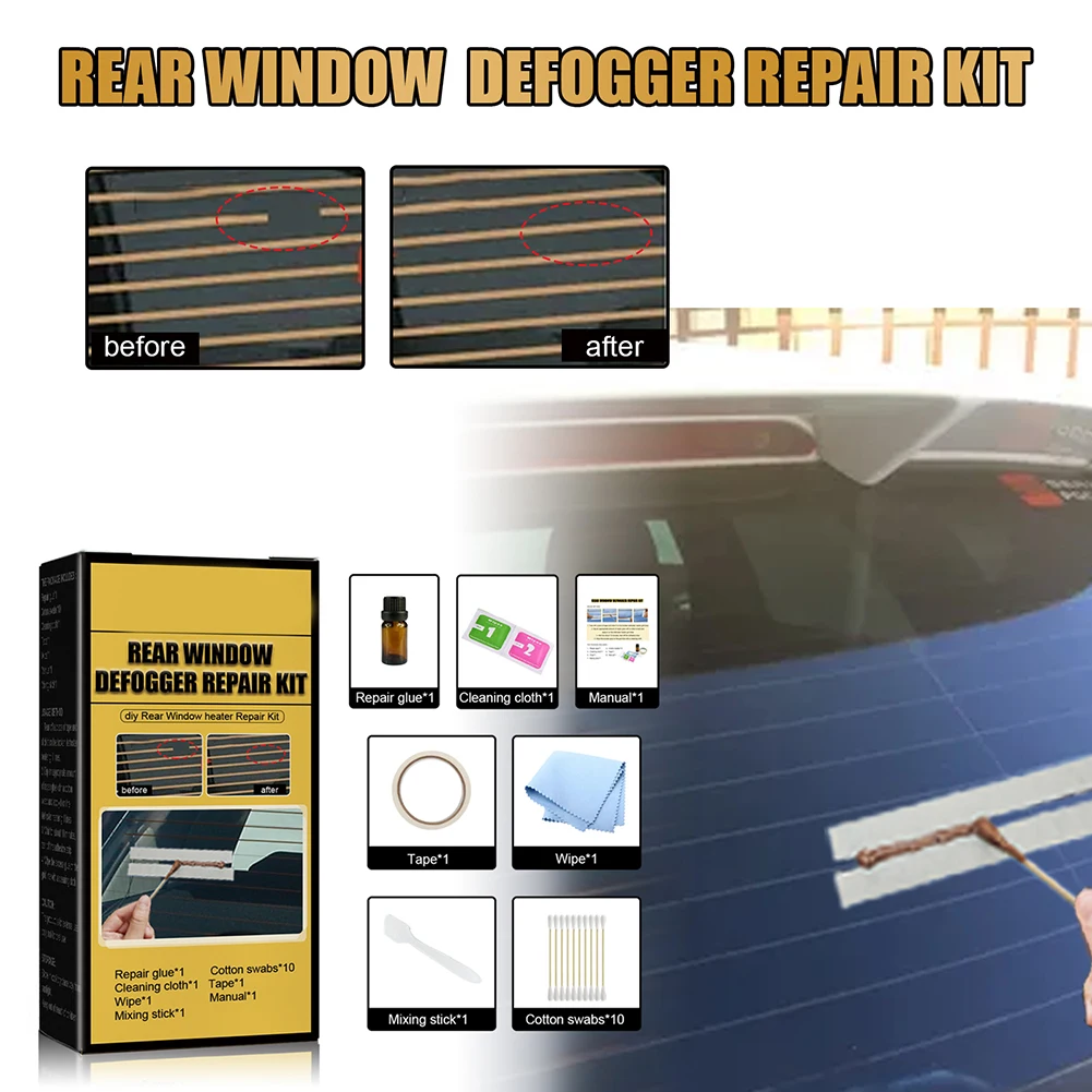 For Car Rear Windshield DIY Defogger Repair Kit Defogger Grid Line Repair Quick Installation Conductive Glue Easy To Use
