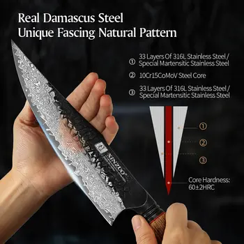 XINZUO 1-5PCS Kuchyňský nůž z damaškové oceli 10Cr15CoMov s ocelovým jádrem na krájení zeleniny a ovoce pro domácnost Kuchyňský nůž 10 nejlepší prodej nože xinzuo - №4