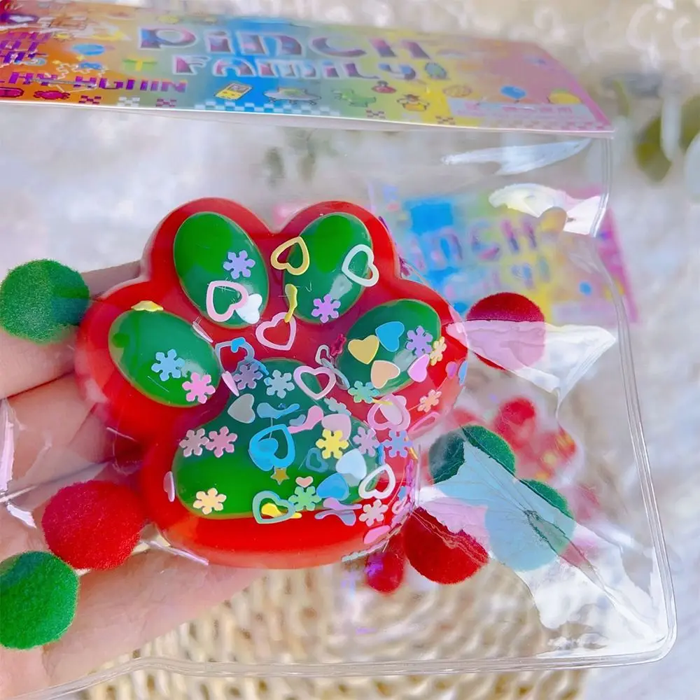 Tpr natal gato pata squeeze brinquedo pegajoso lento rebote beliscar gato pata brinquedo alívio do estresse artesanal brinquedo de descompressão