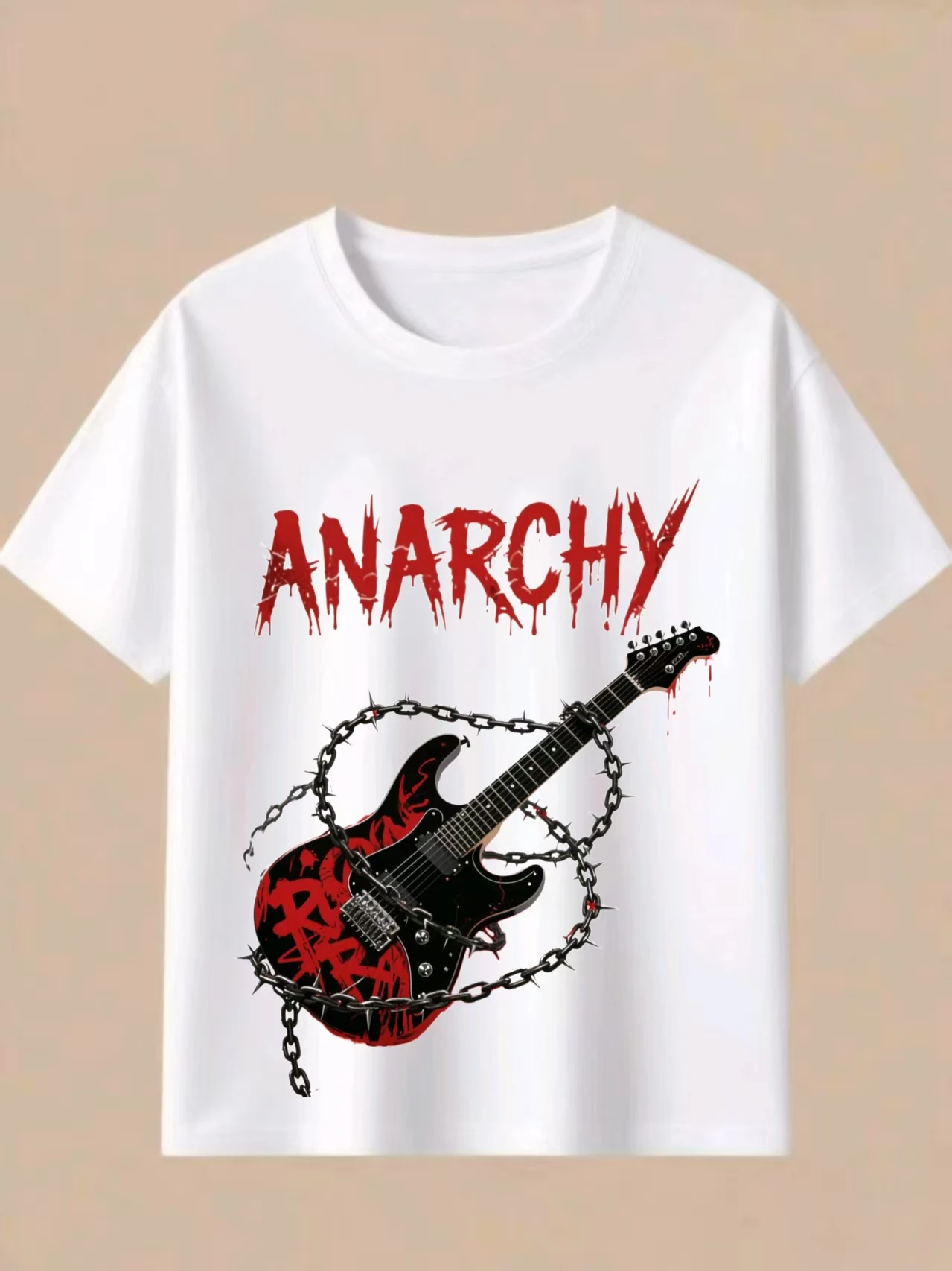 

Punk Style Custom T-Shirt Unisex Street Wear Skull Print Heavyweight Pure Cotton Casual Short Sleeved Men's And Women's Fashion