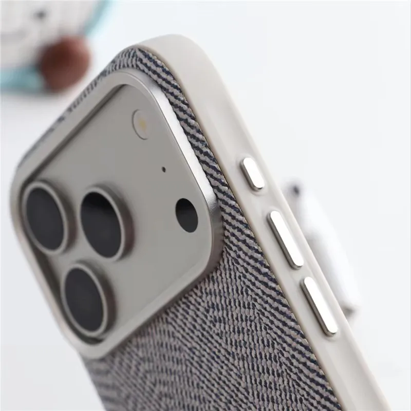 Tech Woven Canvas Luxury Magnetic Case for iPhone 16Pro 17Pro 17 15 17Pro Max for Magsafe Original Wireless Charging Matte Cover - view 2