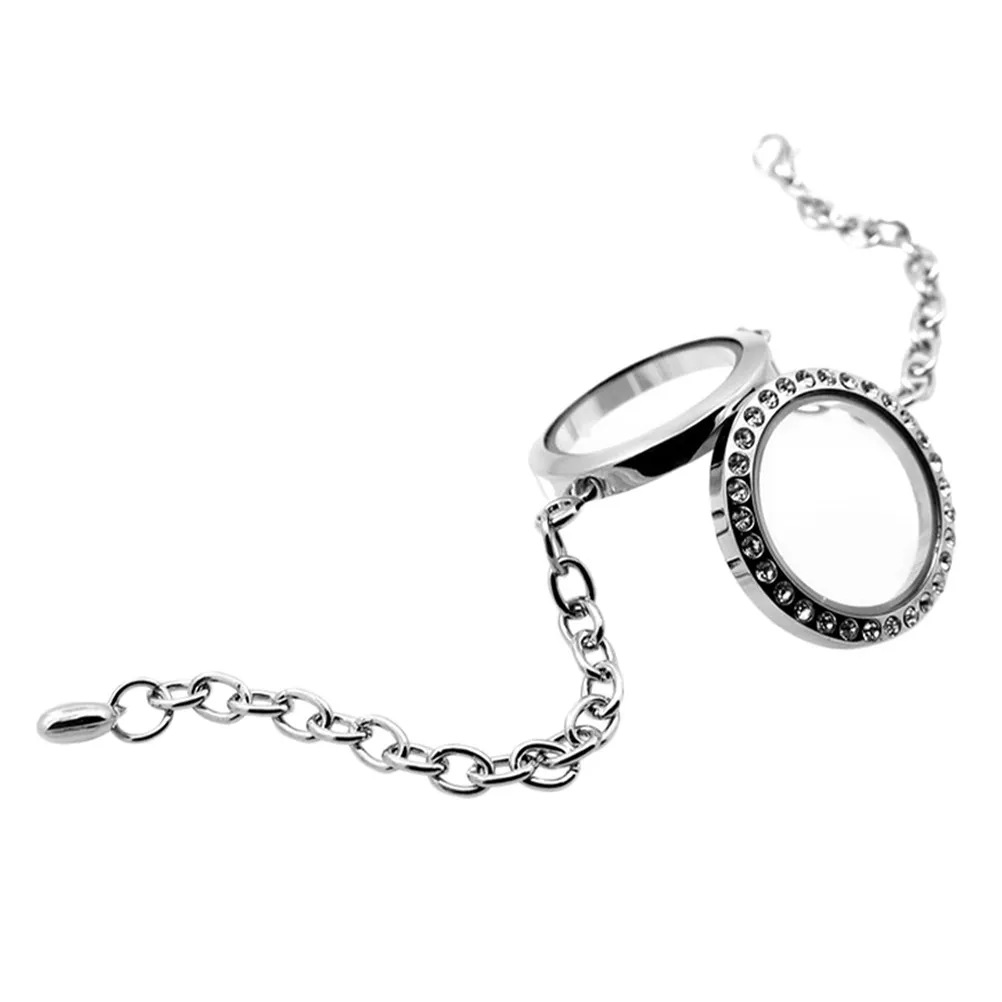 Photo Frame Bracelet Rhinestone Women Alloy Openable Locket Stylish Jewelry for Formal Casual Occasions Chic Fashionable