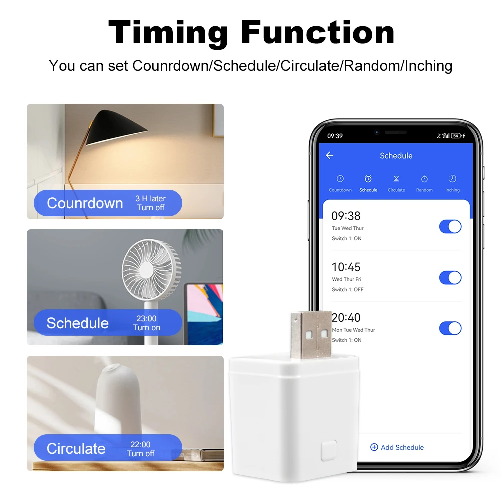 Intelligenter WiFi/Zigbee Micro-USB-Adapter-Schalter 5V Mini 1 2 3 USB-Stromadapter Smart Life Steuerung über Alexa Google Home Yandex Alice – Detail 3