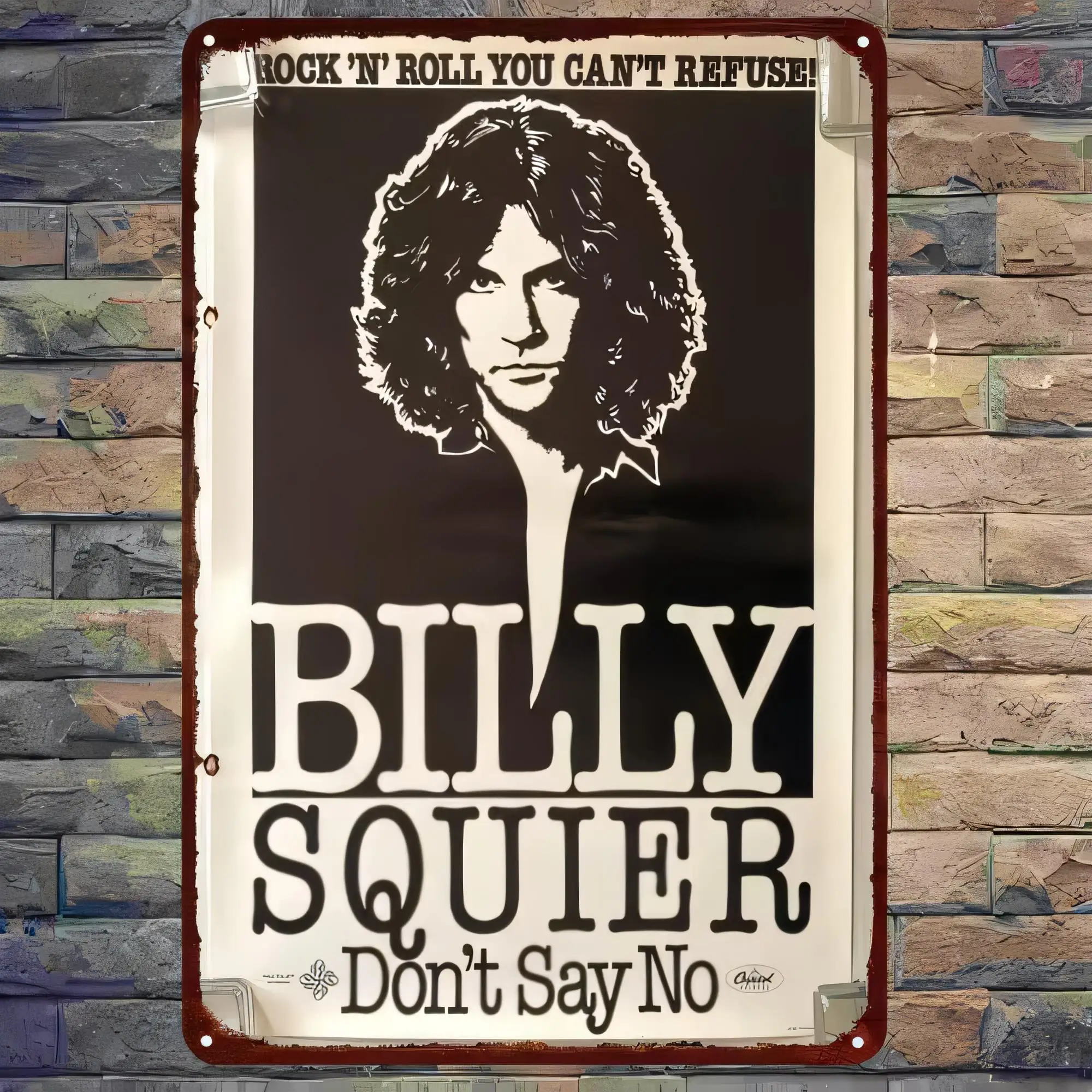 Tin Sign Billy Squier Don’t Say No Rock’n’ Roll Music Vintage Metal Plaque Poster for Man Cave Garage Bar Wall Decor Retro Tin S