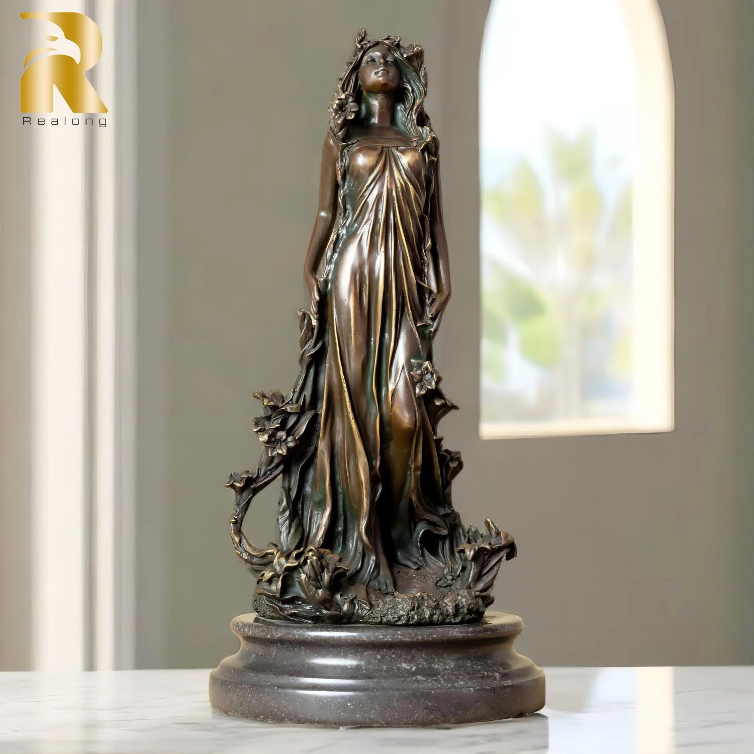 30cm Bronze Greek Roman Goddess Statue Aphrodite Greek Goddess of Love, Beauty Bronze Sculpture For Home Decor Ornament Gifts