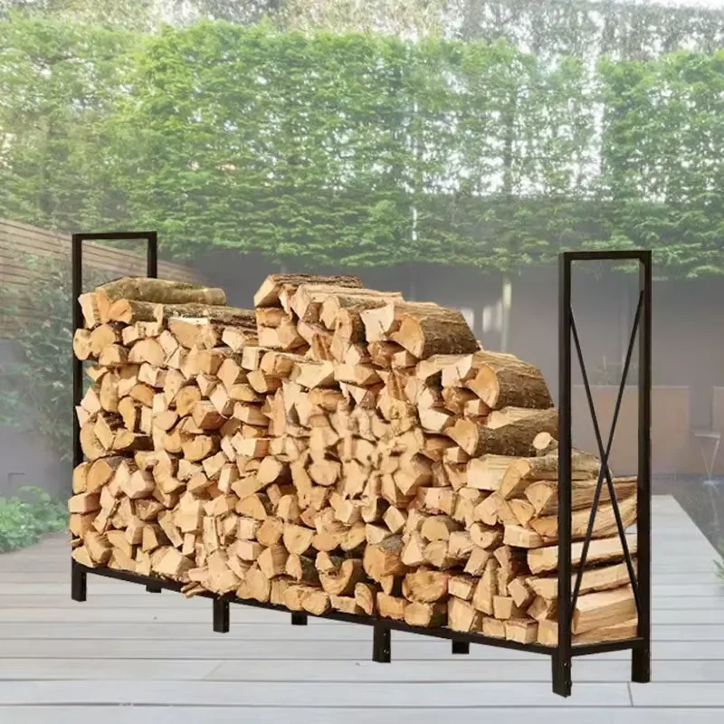 European Modern Simple Wrought Iron Floor Standing Firewood Storage Rack Household Outdoor Log Organizer Shelf New Arrival