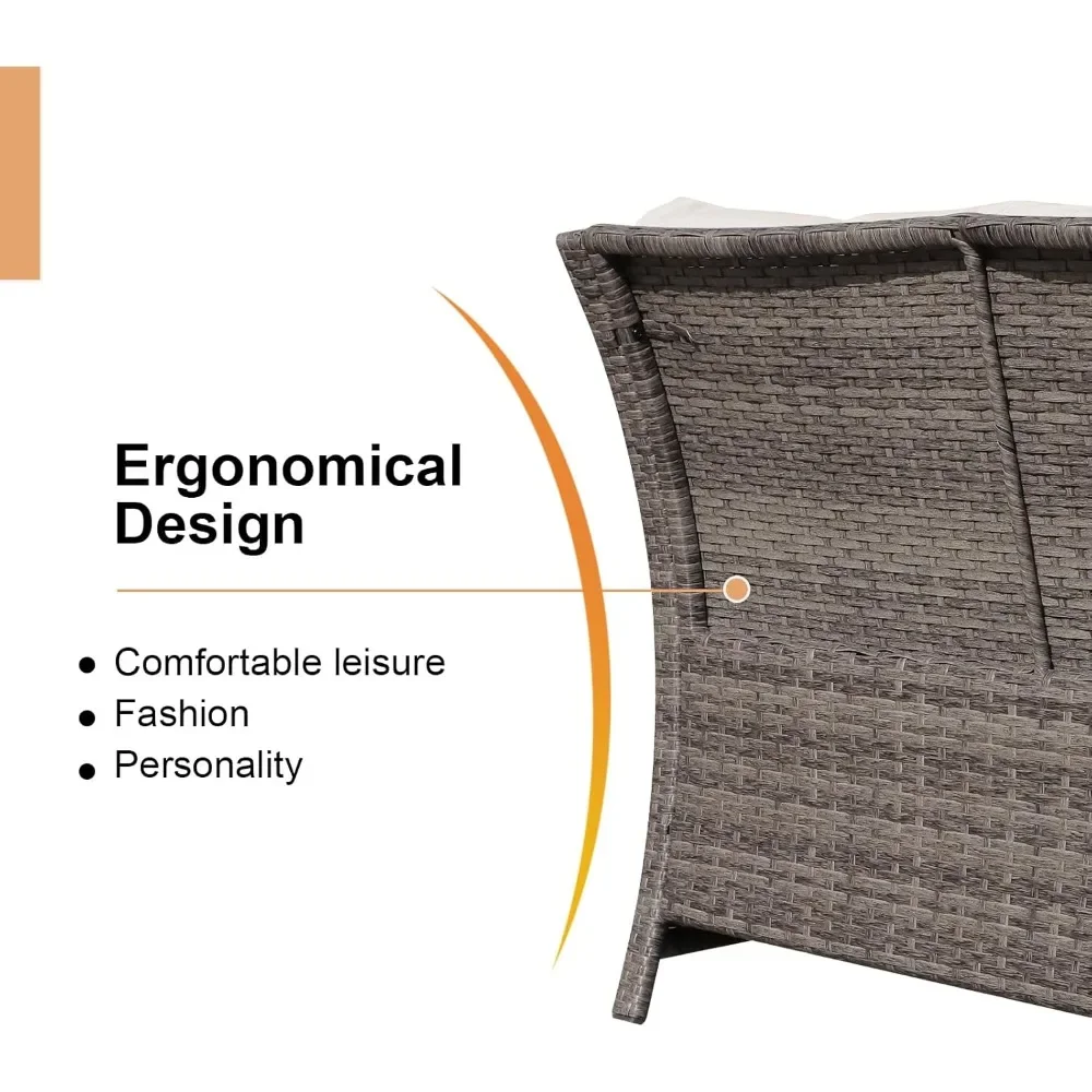 

Orange Leisure 2-piece Outdoor Terrace Furniture Wicker Chair and Coffee Table Set, with Built-in Storage Box, Gray Rattan