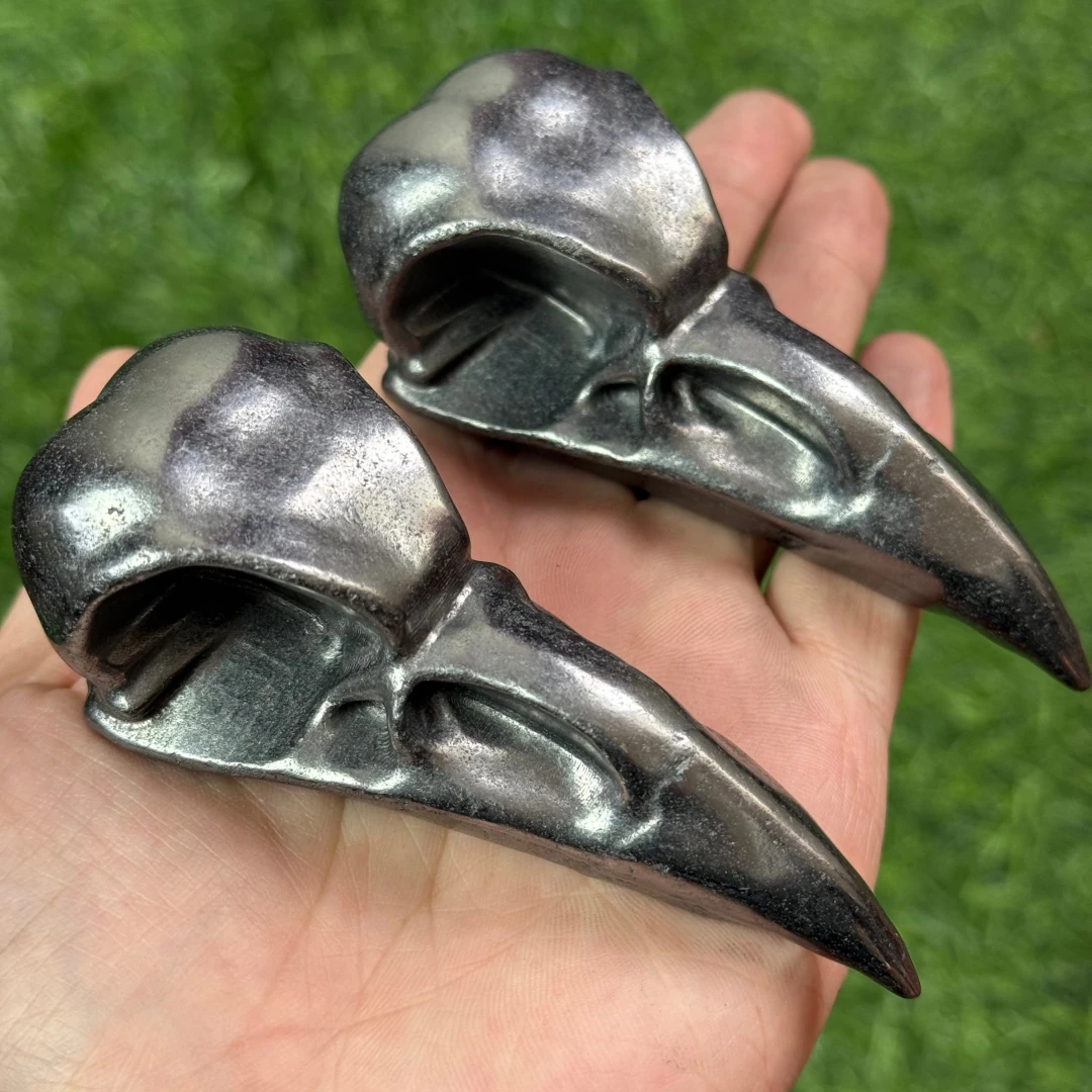 1 قطعة Shungite منحوتة يدويا الغراب الجمجمة النحت ، منحوتة Shungite الغراب الجمجمة ، الحجر الطبيعي منحوتة الهدايا #6