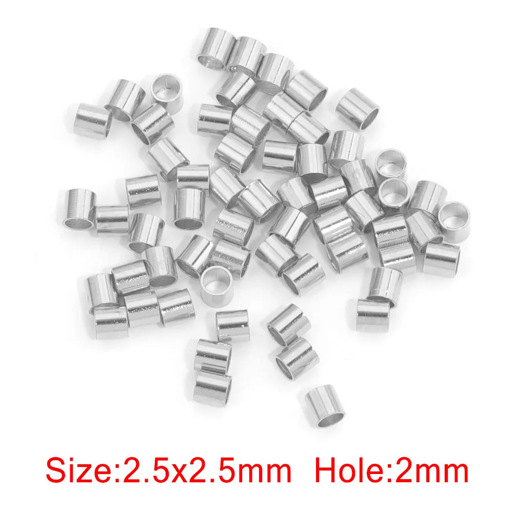 200Pcs Rvs Tube Crimp Einde Kralen Clip Foldover Stopper Spacer Bead Voor Diy Sieraden Maken Levert Crimp & end Kralen
