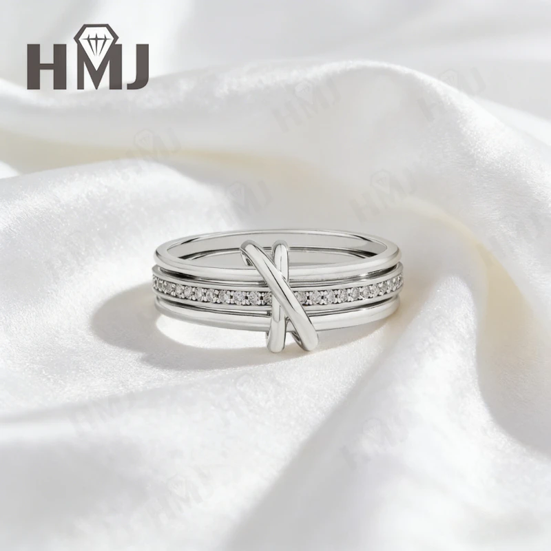 D Color VVS1 Moissanite Ring 925 Sterling Silver Infinity Love Knot Design Engagement Band for Women Anniversary Gift view 2