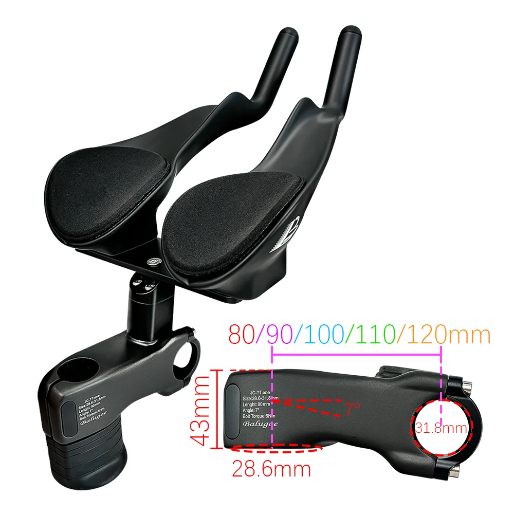 26 BALUGOE MTB Bicycle Stem Vertical Pipe Rest HandleTriathlon Modified Highway Bike TT Handle, Spoon Side Handle, 28.6-31.8MM