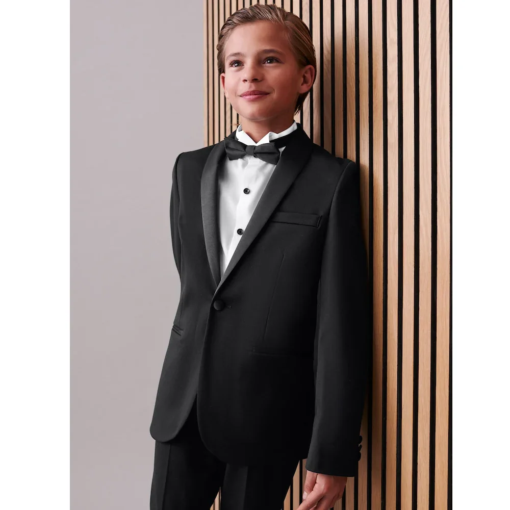 

Boy Suits Black Shawl Lapel One Button Child Tuxedo Handsome 2 Piece Sets Fashion Wedding Party Formal Slim Kids Clothes